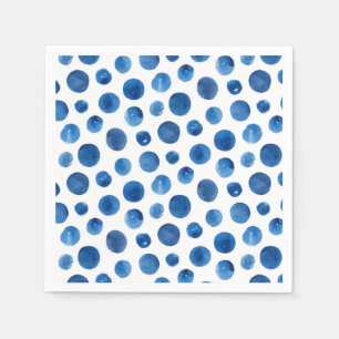 Blue polka dots watercolor. Navy modern pattern Napkin