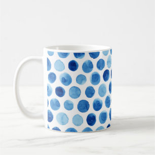 Blue polka dots, watercolor seamless pattern. coffee mug