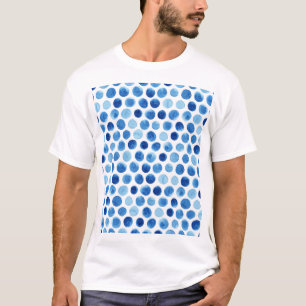 Blue polka dots, watercolor seamless pattern. T-Shirt