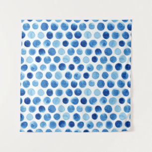 Blue polka dots, watercolor seamless pattern. tapestry