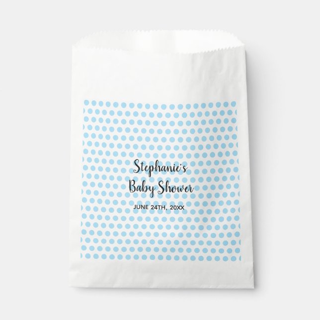 Blue Polka Dots White Baby Shower Boys Girls Cute Favour Bags (Front)