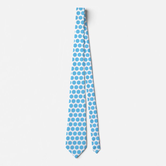 Blue Polka Dots White Gift Favor Elegant Classy Tie (Front)