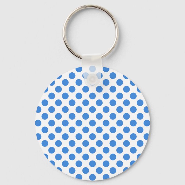 Blue Polka Dots with Customisable Background Key Ring (Front)