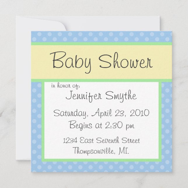Blue Polka Dotty Baby Shower Invitation (Front)
