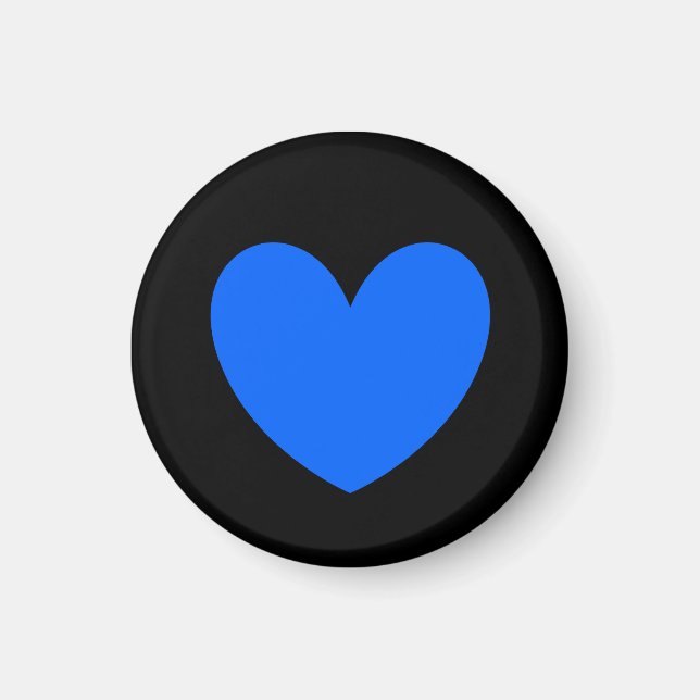 Blue polka hearts on black magnet (Front)