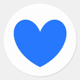 Blue polka hearts on white classic round sticker