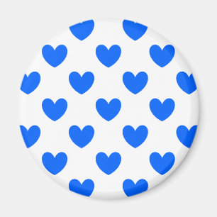 Blue polka hearts on white magnet