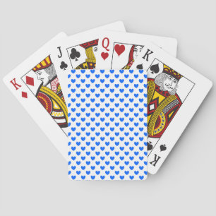 Blue polka hearts on white playing cards