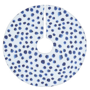 Blue Polka: Watercolor Dot Seamless. Brushed Polyester Tree Skirt