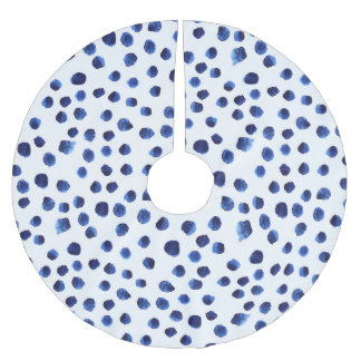 Blue Polka: Watercolor Dot Seamless. Brushed Polyester Tree Skirt