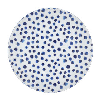 Blue Polka: Watercolor Dot Seamless. Cutting Board