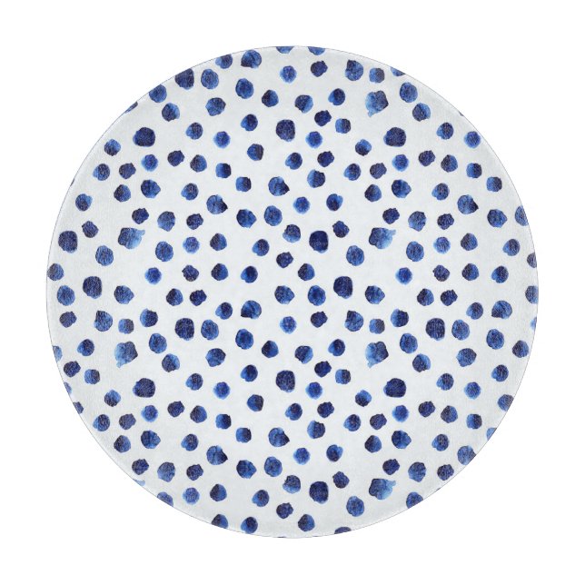Blue Polka: Watercolor Dot Seamless. Cutting Board (Front)