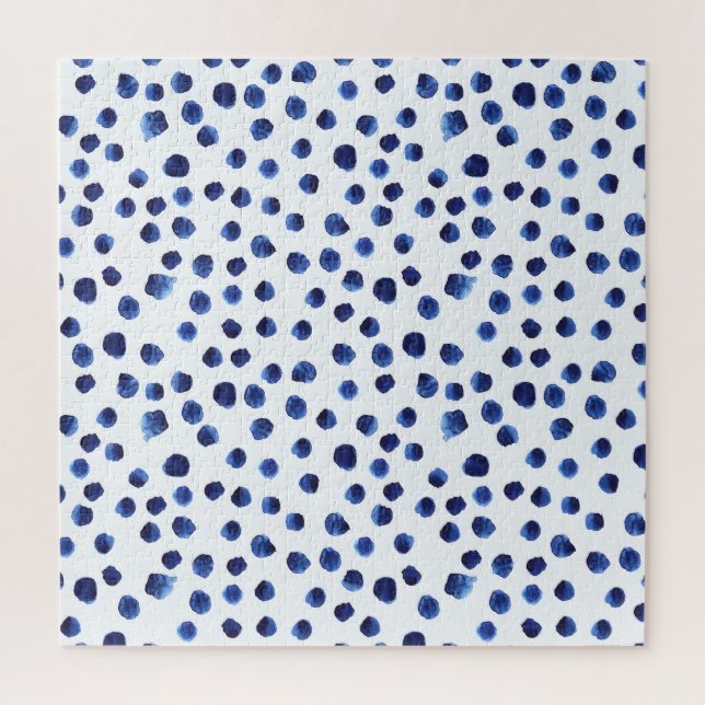 Blue Polka: Watercolor Dot Seamless. Jigsaw Puzzle (Vertical)