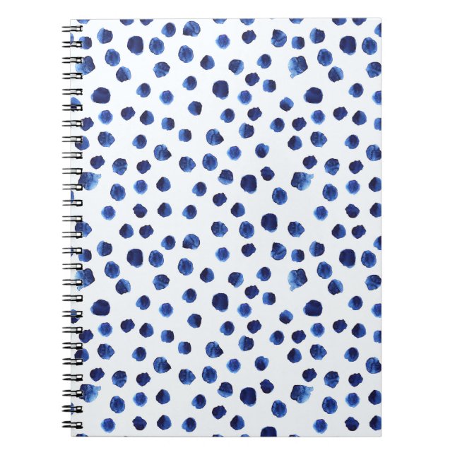 Blue Polka: Watercolor Dot Seamless. Notebook (Front)