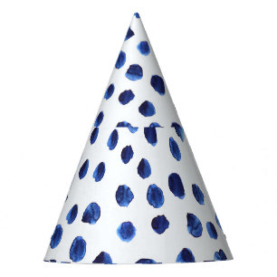 Blue Polka: Watercolor Dot Seamless. Party Hat