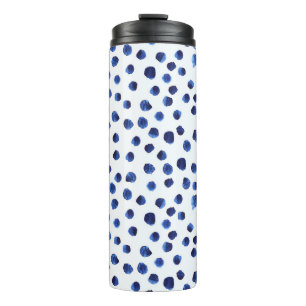Blue Polka: Watercolor Dot Seamless. Thermal Tumbler