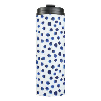 Blue Polka: Watercolor Dot Seamless. Thermal Tumbler