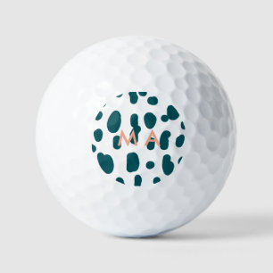 Blue polkadot orange pastel monogram man letter pa golf balls