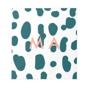 Blue polkadot orange pastel monogram man letter pa notepad