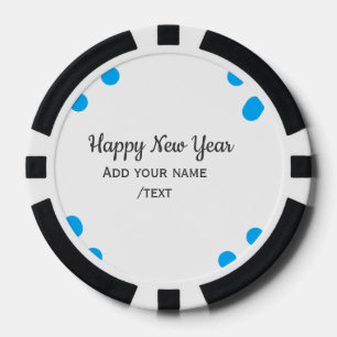 Blue polkadots happy new year add name messasimple poker chips