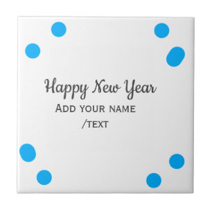Blue polkadots happy new year add name messasimple tile