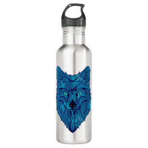 Blue Poly Wolf Head 710 Ml Water Bottle