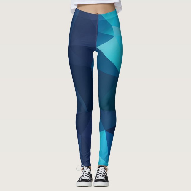 Blue Polygon Design Leggings (Front)
