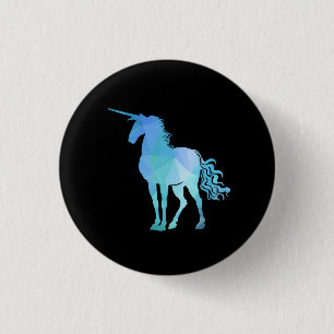 Blue Polygon Unicorn Button