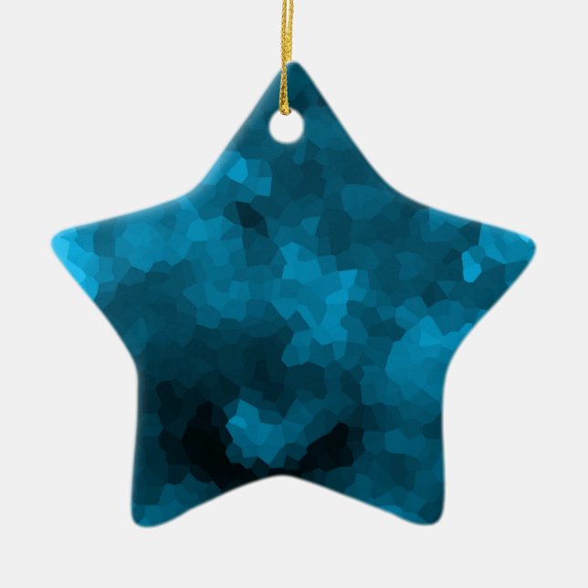 Blue polygonal ceramic tree decoration (Front)