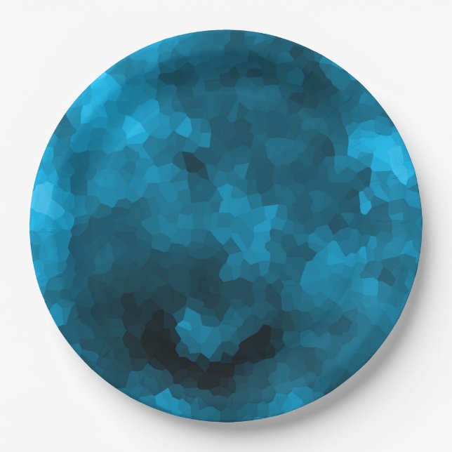 Blue polygonal paper plate (Front)