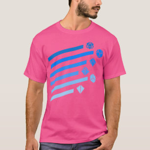 Blue Polyhedral Dice Set Vintage Ray Tabletop Play T-Shirt