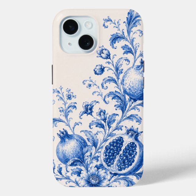 Blue Pomegranate Botanical Phone Case (Back)