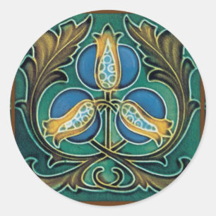Blue Pomegranate Majolica Art Classic Round Sticker