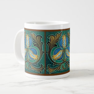Blue Pomegranate Majolica Art Large Coffee Mug