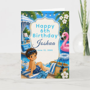 Blue Pool Party boys Birthday Card
