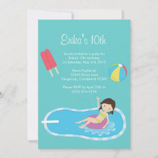 Blue Pool Party Invitation