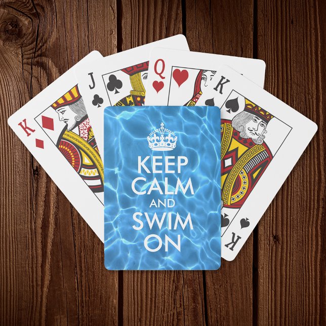 Blue Pool Water Keep Calm and Swim On Playing Cards (Creator Uploaded)