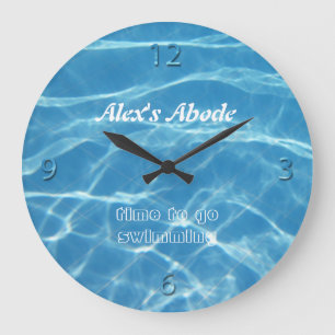 Blue Pool Water Numbers Clear Aquatic Cool Swimmer Large Clock