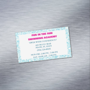 Blue Pool Water Swimming Lessons  Magnetic Business Card