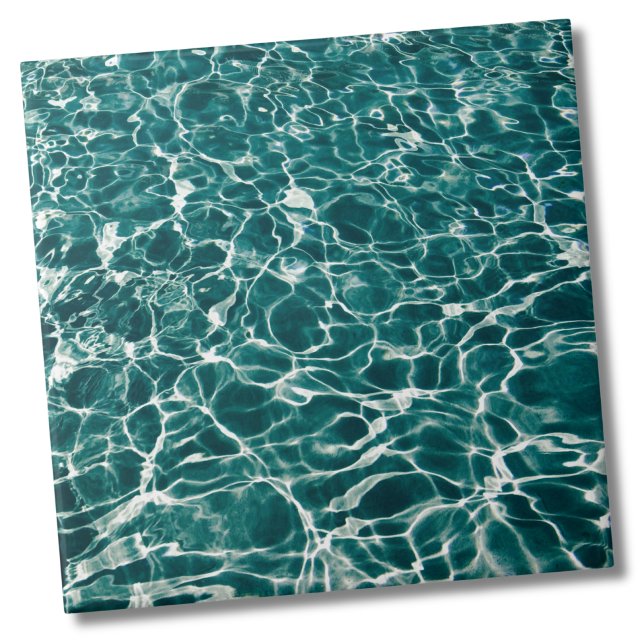 Blue Pool Water Tile (Peaceful Summer Aqua Blue Swimming Pool Water Ceramic Tile)