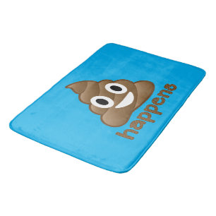 Blue Poop Happens Emoji Custom Bath Matt Bath Mat