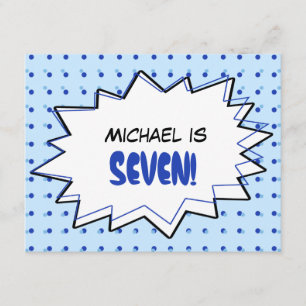 Blue Pop Art Birthday Party Invitation