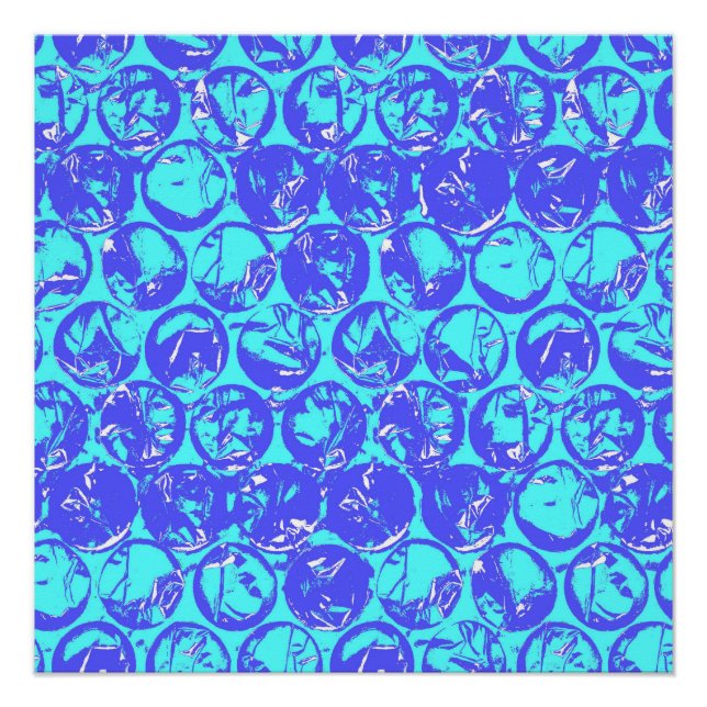 Blue pop art bubble wrap poster (Front)