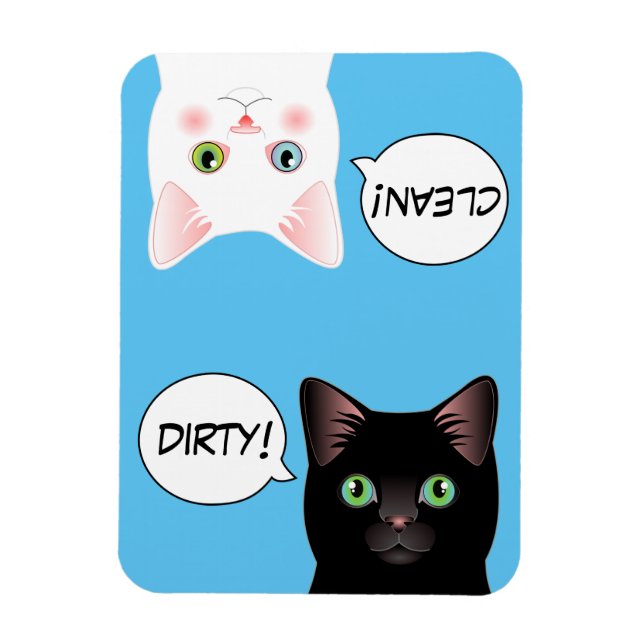 Blue Pop Art Cat Dirty Clean Dishwasher Magnet (Vertical)
