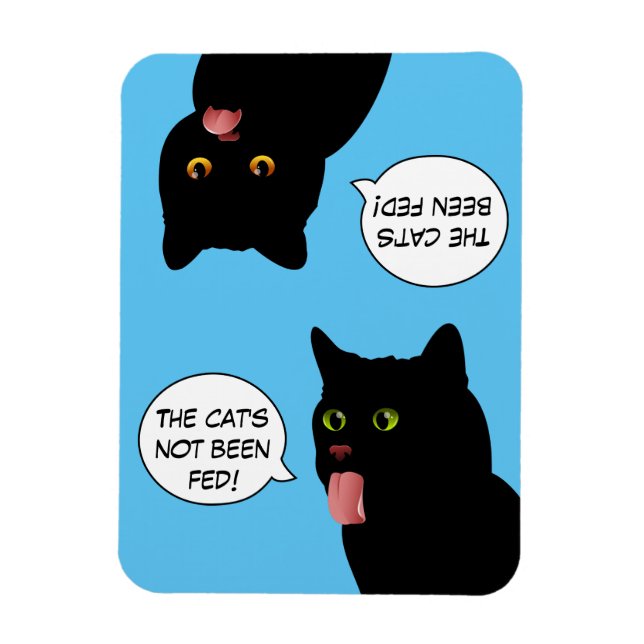 Blue Pop Art Feed the Cat sign Magnet (Vertical)