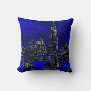 Blue Pop Art New York City Pillow