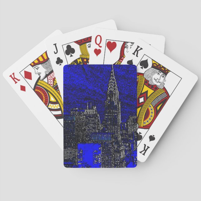 Blue Pop Art New York City Playing Cards (Back)