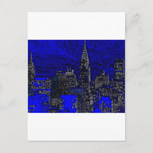 Blue Pop Art New York City Postcard