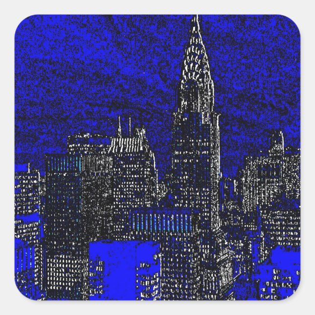 Blue Pop Art New York City Square Sticker (Front)