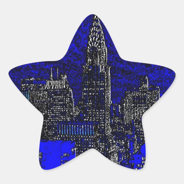 Blue Pop Art New York City Star Sticker (Front)